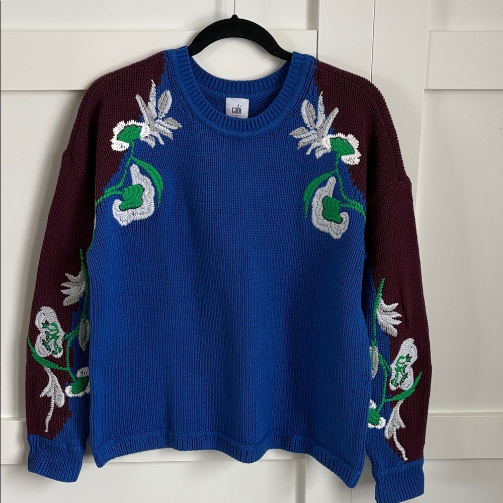 CAbi Vineyard Pullover embroidered sweater
